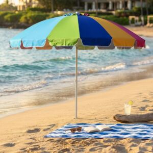 DEŽNIK ZA PLAŽO RAINBOW Z ALUMINIJASTO PALICO 240/32