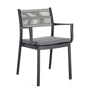 Vrtna stolica ALVIN s naslonima za ruke i jastukom u boji antracit / siva