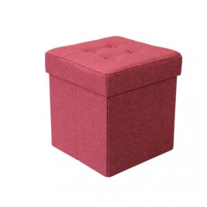 KVADRATNI POUF OD BURGUNDY TKANINE