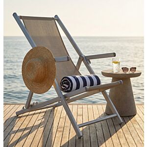 LEŽALNIK IZ TEKSTILENA ZA PLAŽO Z NASLONI ZA ROKE