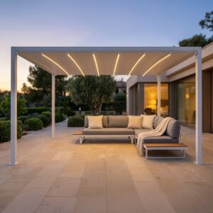 Motorna zložljiva pergola 3 × 3 m z LED osvetlitvijo