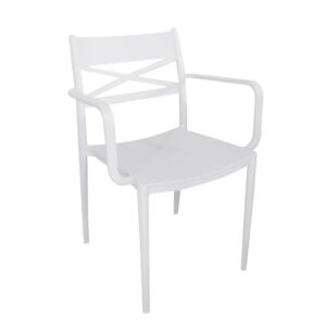 Vrtna stolica DARLEEN bijela s naslonima za ruke - slagajuća