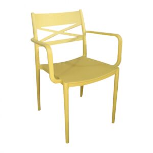 Vrtna stolica DARLEEN žuta s naslonima za ruke - slagajuća