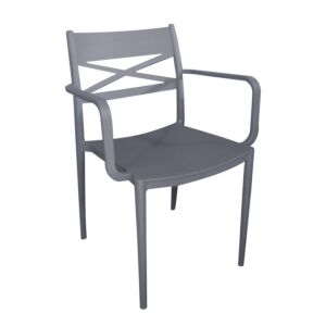 Vrtna stolica DARLEEN tamno siva s naslonima za ruke - slagajuća