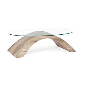 Klubska ovalna mizica KENYA 110x60 – Eleganca stekla in lesa