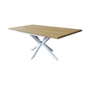 Raztegljiva vrtna miza GARFIELD naravna, bela struktura – 160/200 x 90