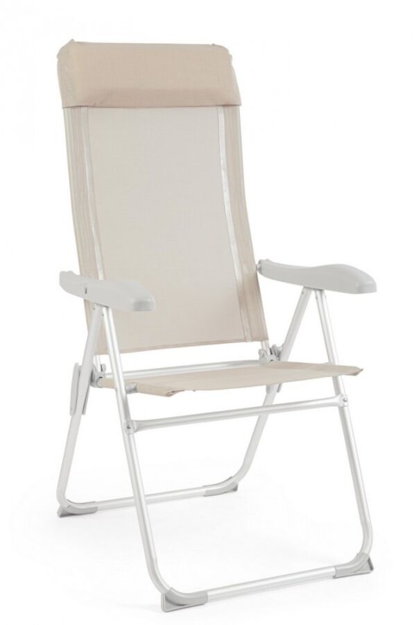 Sklopiva vrtna fotelja CAYO s visokim naslonom u svijetlo sivoj boji