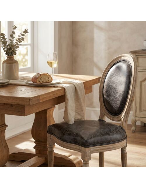 STOL CONSTANCE IZ EKO USNJA VINTAGE GREY