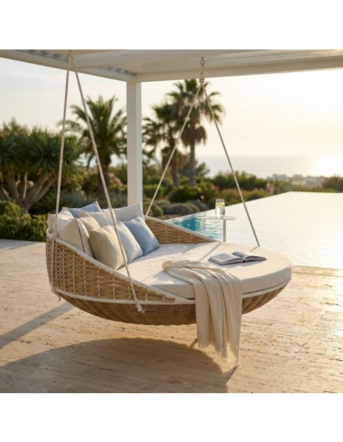 Vrtni ležalnik – daybed FORMOSA bež z blazinami