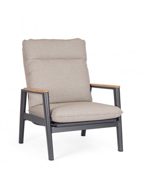 Vrtna fotelja MIGUEL s jastucima i podešavanjem naslona - antracit JX55