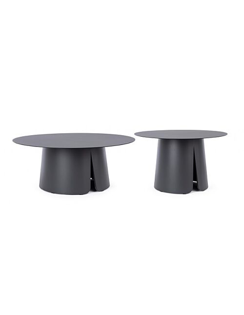 BIZZOTTO Set dveh okroglih kovinskih mizic BRYAN antracit – D70+D90