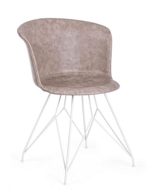 BIZZOTTO Jedilni stol LOFT beli umetno usnje Vintage