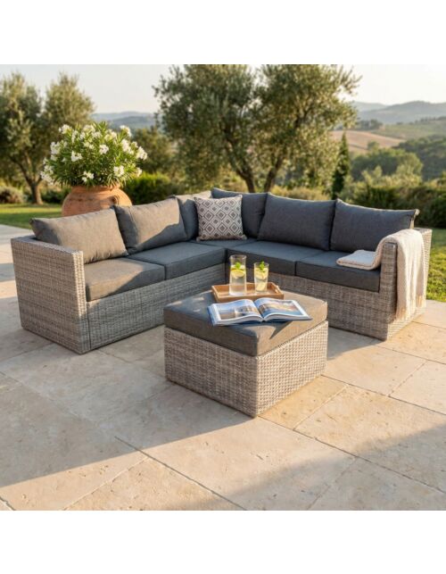 Kotna vrtna garnitura ARGENTINA z blazinami - WI-806880-GREY