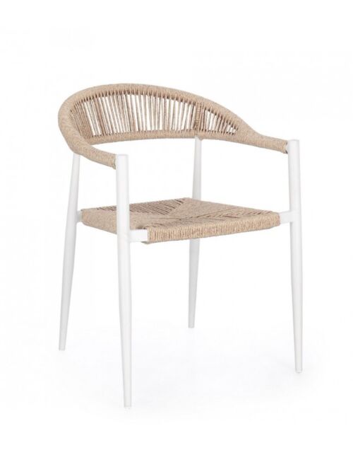 Vrtna fotelja JANDIA bijela/bež - složiva