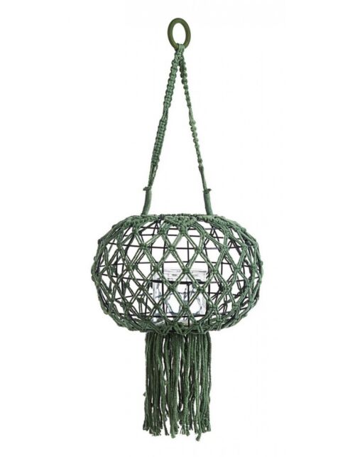 Viseća lanterna MACRAME – zelena H70