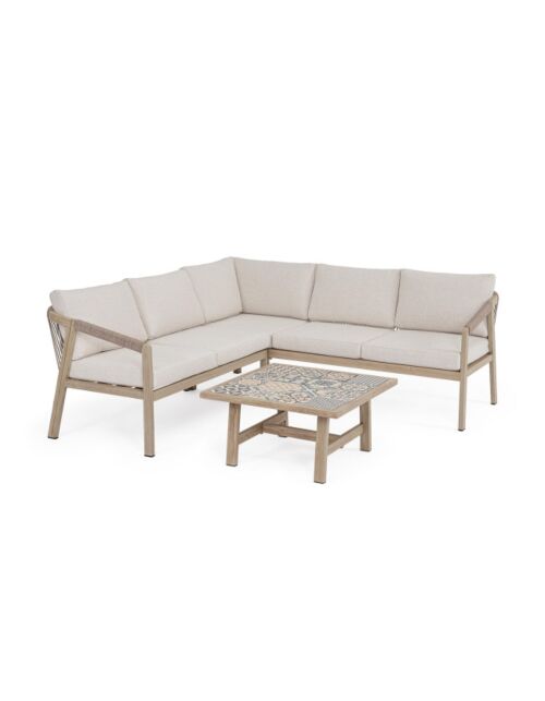 BIZZOTTO set kotni vrtni sedežni set KALIMERA timber z blazinami