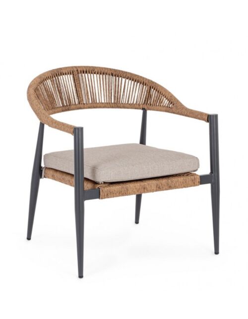 Vrtna fotelja JANDIA antracit/prirodna s jastukom