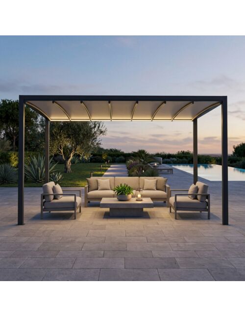 Pergola z motorizirano zložljivo streho 3 × 4 m z LED osvetlitvijo
