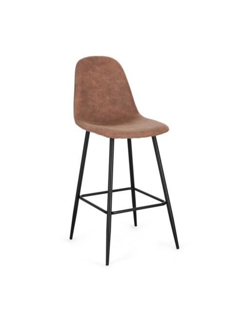 BIZZOTTO barski stol NEW IRELIA črn – mikrofibra cognac