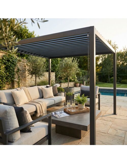 Bioklimatska pergola z ročnim upravljanjem 2 x 3 temno siva