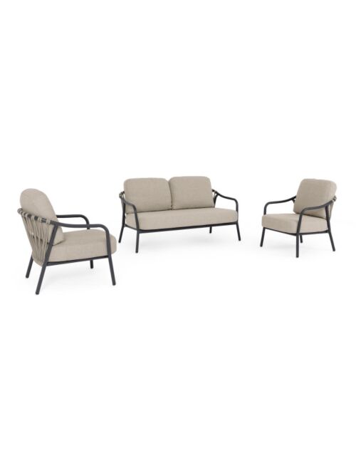 BIZZOTTO vrtna lounge garnitura EDVIGE antracit z blazinami – set 3 delov