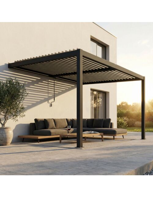Bioklimatska pergola 4 × 2,5 m prislonjena DGRE