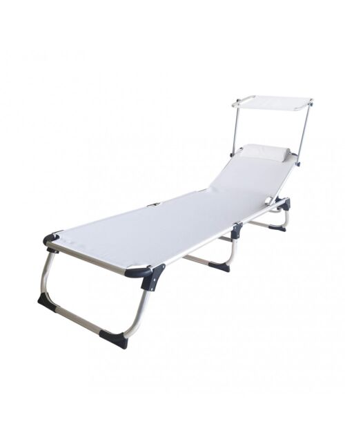Zložljiv ležalnik KAMP beli BC-807980