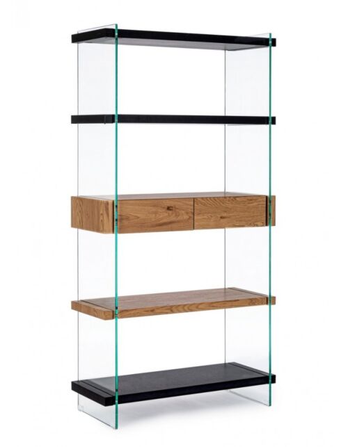 BIZZOTTO KNJIŽNA OMARA 4P-2C LINE WOOD ČRNA