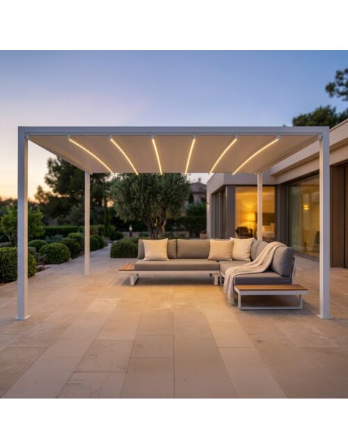 Motorna zložljiva pergola 3 × 3 m z LED osvetlitvijo