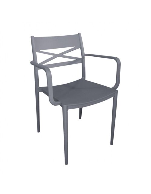 Vrtna stolica DARLEEN tamno siva s naslonima za ruke - slagajuća