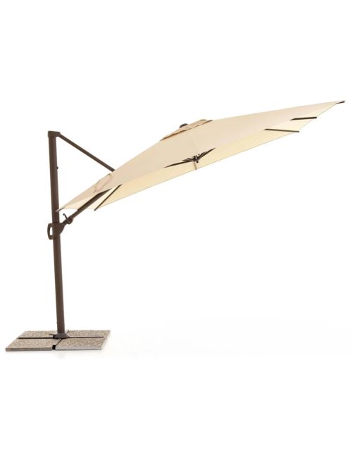Vrtni senčnik STEP 300 × 300 cm s stranskim drogom – rjava / ecru