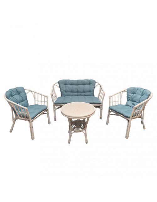 Vrtni lounge set TURKS 2P s azurnim jastucima – bijela (BIAN)