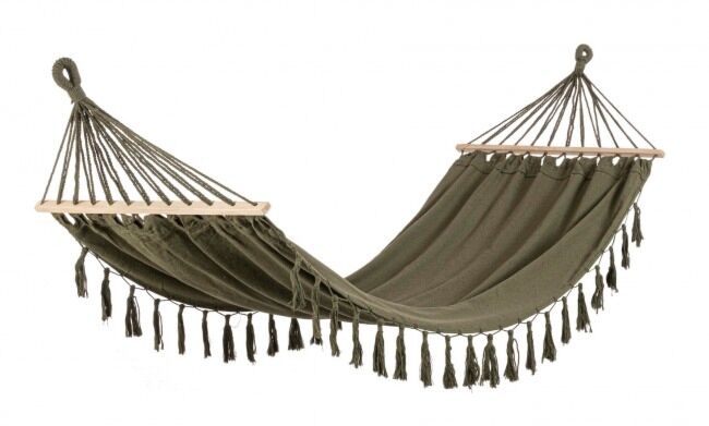 JUAN viseća mreža zelena 100x200 cm - s drvenim šipkama