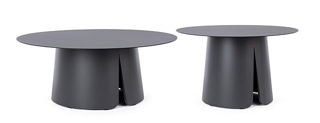 Set 2 okrugla stolića BRYAN antracit – metal D70+D90